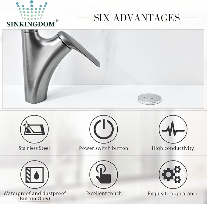 Garbage Disposal SinkTop Air Switch Kit with Stainless Steel Button,Chrome-HomvellaHome