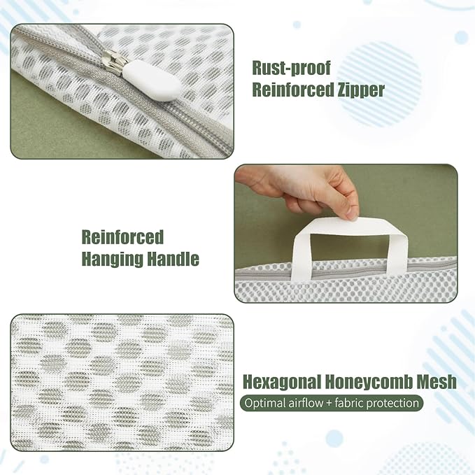 GWT 4Pcs 3D Mesh Laundry Bags with Hanging Handles (S/M/L/XL) - Durable Zippered Wash Bags for Delicates, Shoes & Bulk Clothes - Space-Saving Foldable Design-HomvellaHome