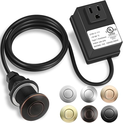 Garbage Disposal Air Switch Kit, UL Certified Professional Garbage Disposal Switch Button Power Module, Sink Top Waste Disposer On/Off Switch-HomvellaHome