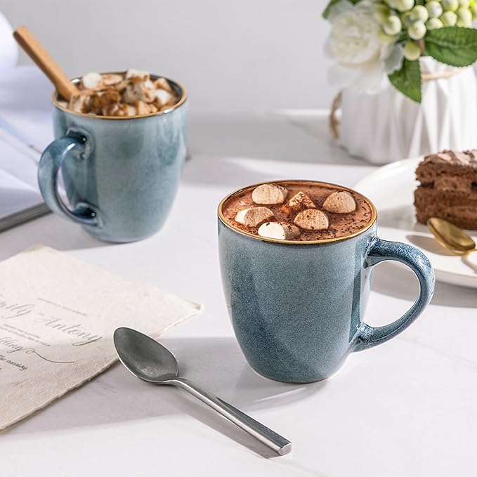 GBHOME Ceramic Coffee Mugs Set of 6, 12oz Stoneware Coffee Mugs Set For Dad Mom Women MEN, Light Weight Ceramic Coffee Cups for Latte/Tea/Beer/Hot Cocoa, Dishwasher & Microwave Safe-HomvellaHome