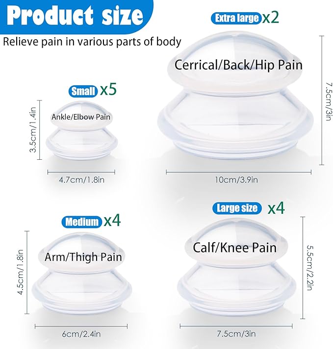 15pcs Cupping Therapy Set-Professional Silicone Cupping, Suitable for Facial Body Massage/Deep Myofascial Release/Pain Relief/Muscle Relaxation & More (Clear,15pcs)-HomvellaHome