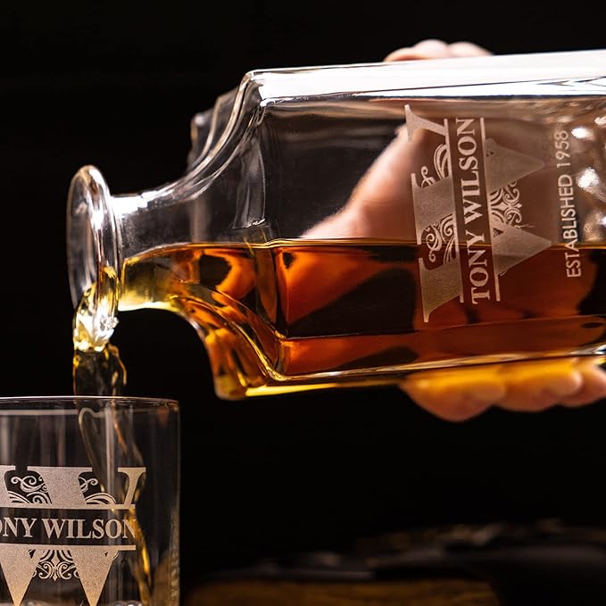 Gifts Inscribed Custom Whiskey Decanter Bottle (750 ml) - Personalized Glass Liquor Decanter Set - Customized Glassware - Engraved Whisky Glassware Gift for Wedding, Groomsman, Anniversary, Birthday-HomvellaHome