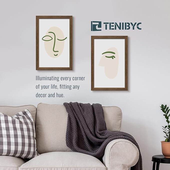 11x17 Picture Frame 3 Pack - Brown Woodgrain, Wood Photo Frame, HD Tempered Glass, Wall Gallery Poster Frame-HomvellaHome