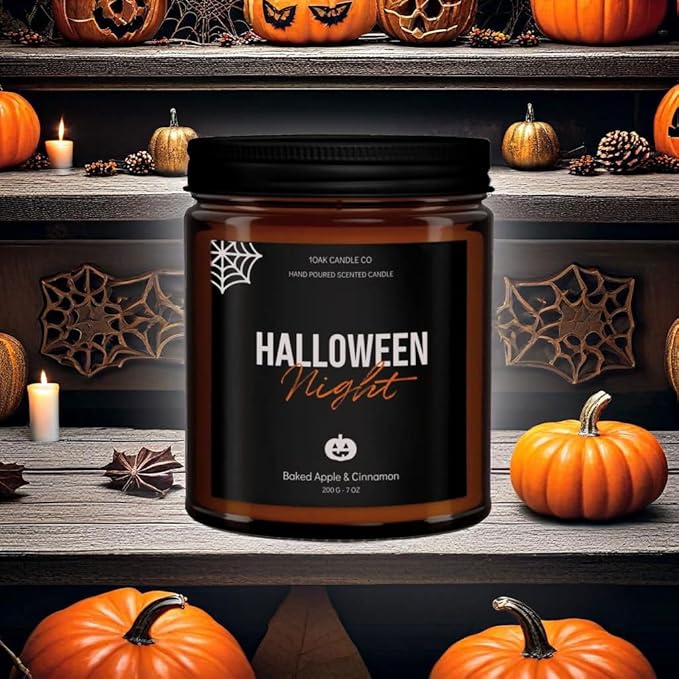 1OAK Halloween Candles Scented - 7oz, Baked Apple Cinnamon - Spooky Candles - Gothic Décor Decorations - Halloween Gifts for Women, Men - Horror Candle-HomvellaHome