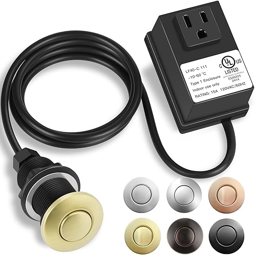 Garbage Disposal Air Switch Kit, UL Certified Professional Garbage Disposal Switch Button Power Module, Sink Top Waste Disposer On/Off Switch-HomvellaHome