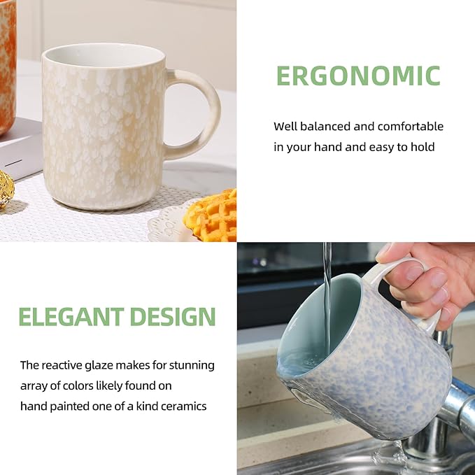 17 OZ Coffee Mugs Set of 4, Ceramic Modern Coffee Mugs Set with handle for Tea/Latte/Milk/Cocoa.-HomvellaHome