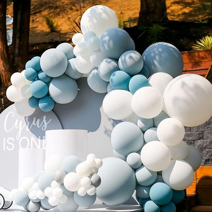 130pcs Dusty Blue Balloons Different Sizes 18" 12" 10" 5" Slate Blue Balloons for Boys Girls Baby Shower Wedding Anniversary Graduation Engagements Birthday Party Decorations-HomvellaHome