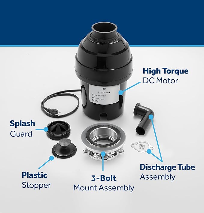 GE GFC1065W Disposer, Black-HomvellaHome