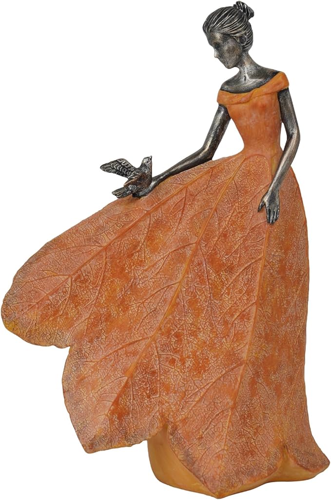 Guichifun Fairy Statue Collection Home Decoration - Orange Leaf Angel Girls Resin Fall Decor for Outside or Inside Rustic Garden Outdoor Yard Decorations Figurines Gift 8.5 x 5.25 x 12 Inch-HomvellaHome