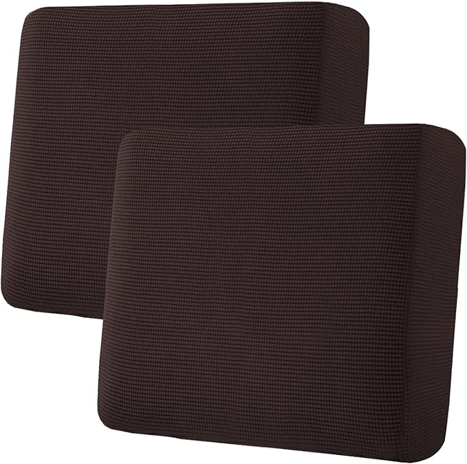 H.VERSAILTEX Super Stretch Individual Seat Cushion Covers - Thick Jacquard Textured Twill Fabric (2 Piece Large Sofa Cushion Covers, Chocolate)-HomvellaHome