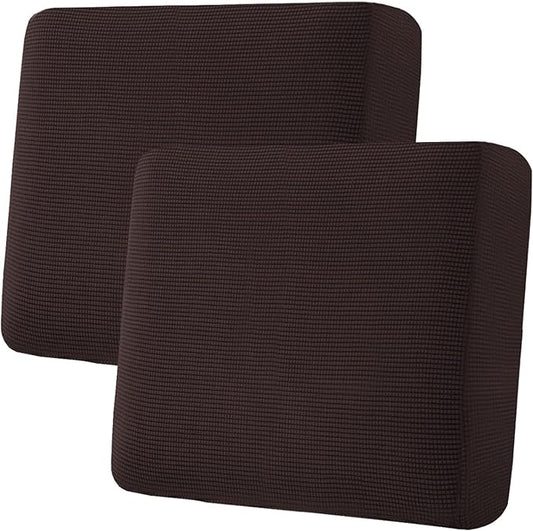 H.VERSAILTEX Super Stretch Individual Seat Cushion Covers - Thick Jacquard Textured Twill Fabric (2 Piece Large Sofa Cushion Covers, Chocolate)-HomvellaHome