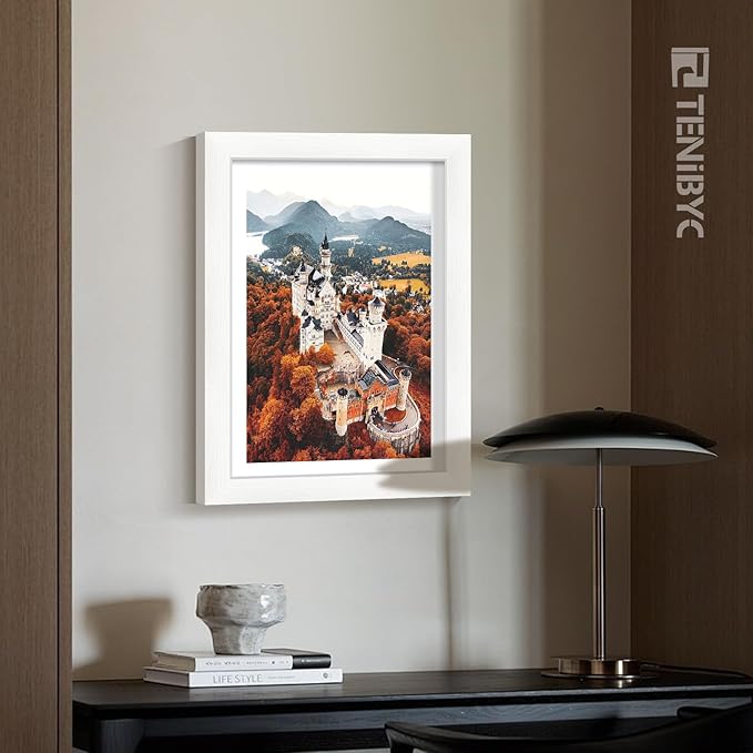 12x16 Picture Frame 3 pk - White Woodgrain, HD Tempered Glass, Wall Gallery Photo Frame-HomvellaHome