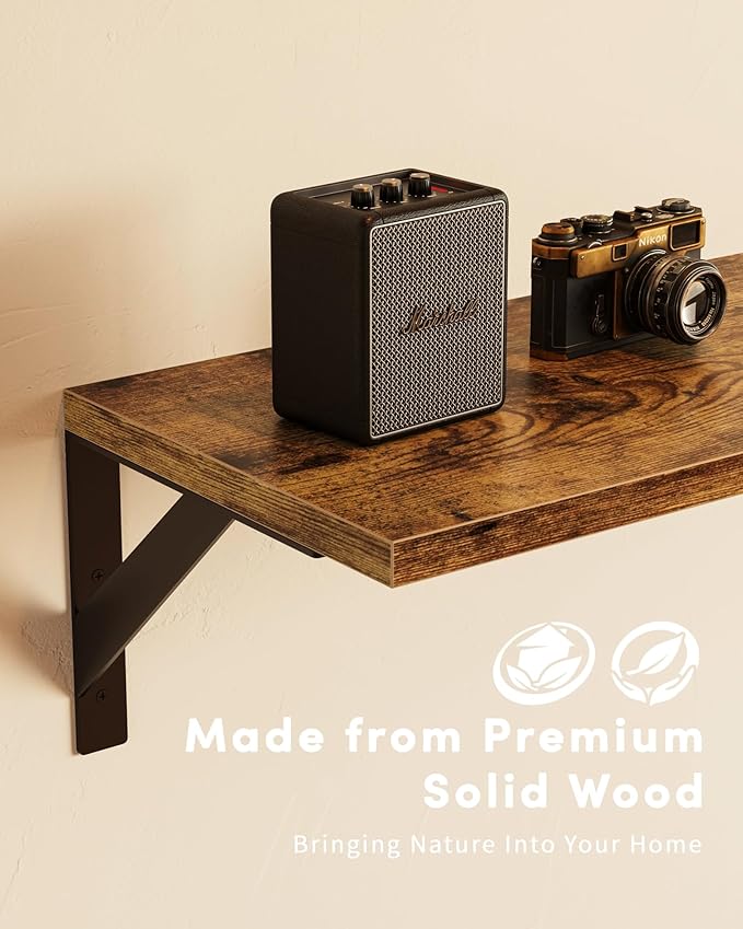 Long Wall Shelves, 36 Inches Floating Book Shelves, Hanging Book Shelves for Wall, Long Large Deep Floating Shelves for Kitchen Bedroom-HomvellaHome