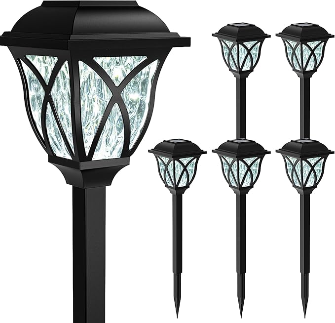 GIGALUMI Solar Lights Outdoor Waterproof, 6 Pack LED Solar Garden Lights, Solar Lights for Outside, Garden Decor for Yard, Patio, Landscape, Planter, Walkway (Cold White)-HomvellaHome