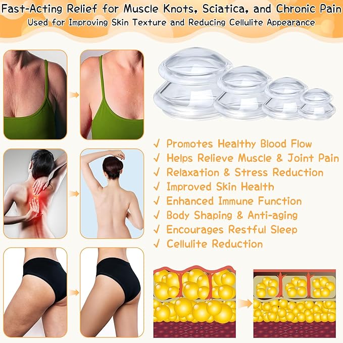16 Pcs Silicone Cupping Therapy Sets 4 Sizes Professional Massage Cupping Cups Chinese Massage Therapy for Studio Household Joint Muscle Nerve Pain Body Sculpt Cup for Cellulite Reduction-HomvellaHome
