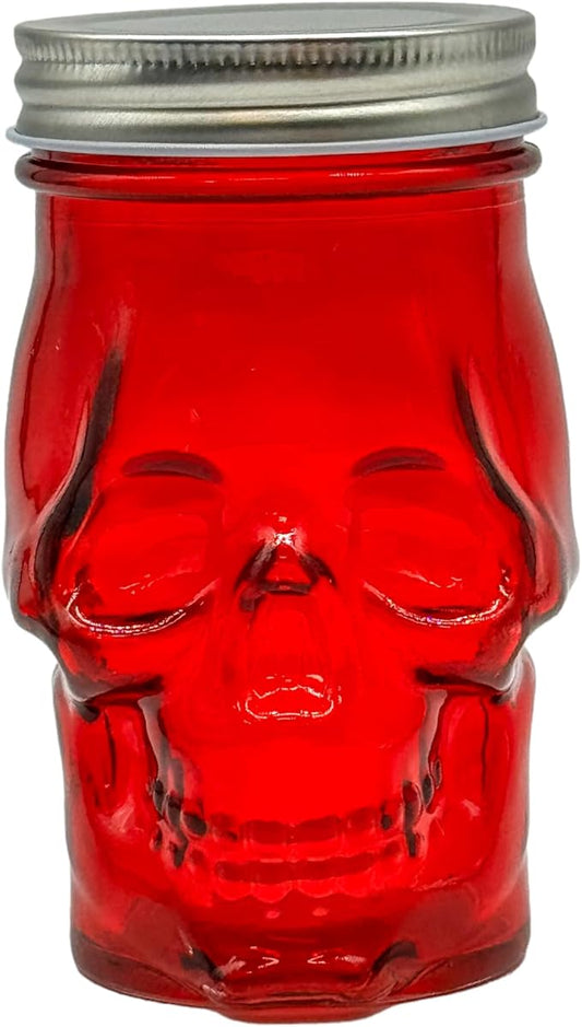 Generic 14 oz Colorful Skull Glass Mason Jar – Mix & Match 7 Vibrant Colors, Large & Durable! (Red)-HomvellaHome