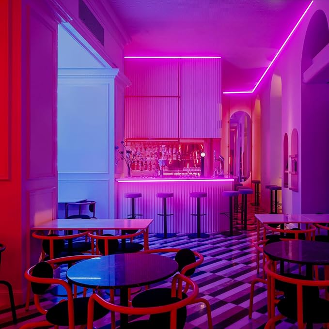 GZBtech Flexible LED Neon Rope Lights 50FT,AC 110-120V Waterproof Strip Light, 120 LEDs/M Cuttable Connectable Neon Lighting for Indoor Outdoor Home Decor/Commercial Building Use-Pink 15M-HomvellaHome