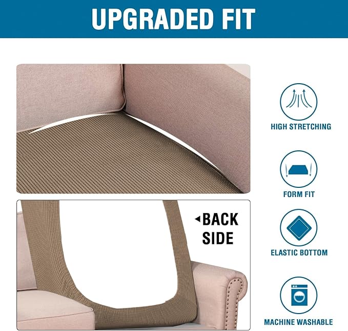 H.VERSAILTEX Super Stretch Individual Chaise Cover Sectional Couch Covers for L Shaped Sofa Both Left/Right Featuring Thick Jacquard Textured Twill Fabric (1 Piece Chaise Cover Large, Macchiato)-HomvellaHome