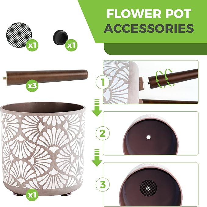 12 Inch Planter with Stand Mid-Century Tall Planter with Legs for Indoor Outdoor Plants-HomvellaHome