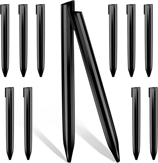 12Inch Metal Landscape Edging Stakes, 13Pcs Galvanized Steel Garden Stakes Top Curved Corrugated Landscaping Anchoring Spikes for Yard, Black-HomvellaHome