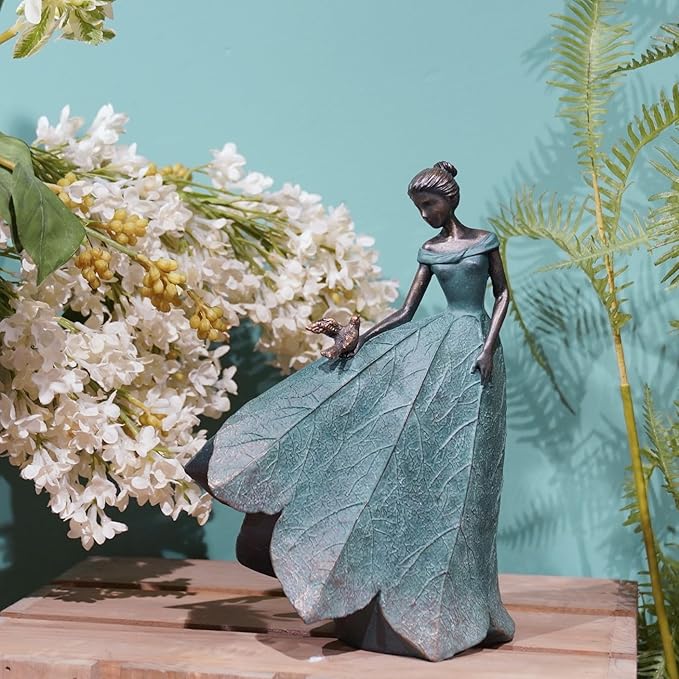 Guichifun Fairy Statue Collection Home Decoration - Leaf Angel Girls Resin Gardening Gifts for Women Statues for Garden Fairy Indoor or Outdoor Yard Figurines 5.5 x 3.25 x 8 Inch-HomvellaHome