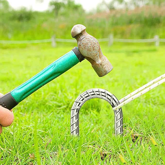 Ground-Stakes-Heavy-Duty-12 inch, U-Hook Rebar Stakes Galvanized Anti-Rust 6pcs Garden Stakes Metal Ground Anchors for Garden Dog Fence Chicken Coop Tent Trampoline Accessories Deer Fence-HomvellaHome