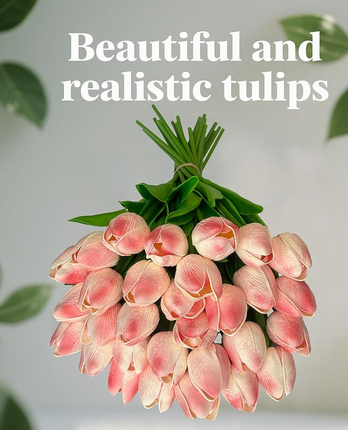 15pcs Real Touch Tulips PU Artificial Flowers Fake Tulips Flowers for Arrangement Wedding Party Easter Spring Home Dining Room Office Decoration-HomvellaHome