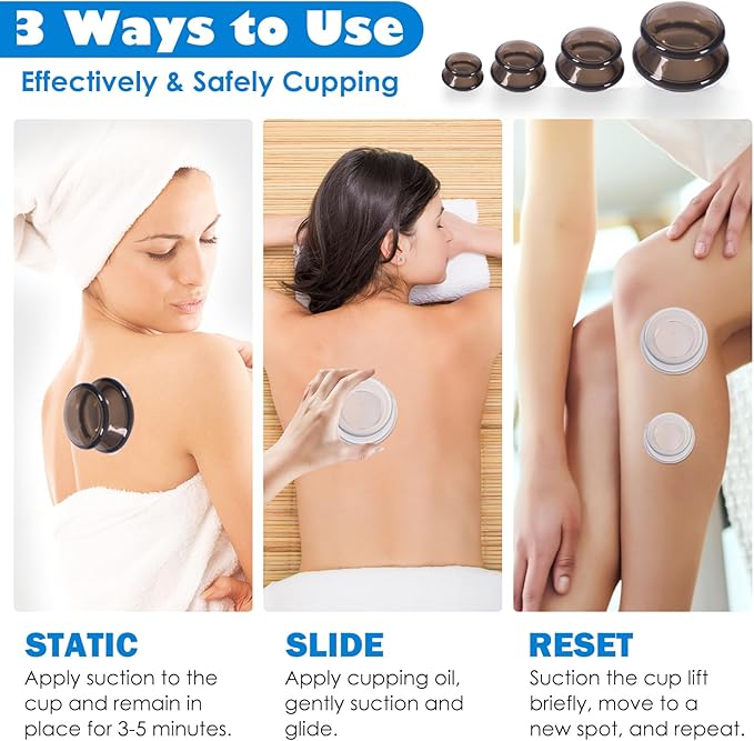 15Pcs Cupping Therapy Set-Professional Silicone Cupping, Suitable for Facial Body Massage/Deep Myofascial Release/Pain Relief/Muscle Relaxation & More (Black,15pcs)-HomvellaHome