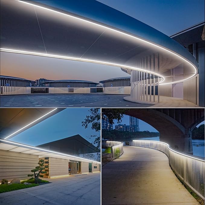 GZBtech Flexible LED Neon Rope Lights 33FT,AC 110-120V Waterproof Strip Light, 120 LEDs/M Cuttable Connectable Neon Lighting for Indoor Outdoor Home Decor/Commercial Building Use-Cold White 10M-HomvellaHome