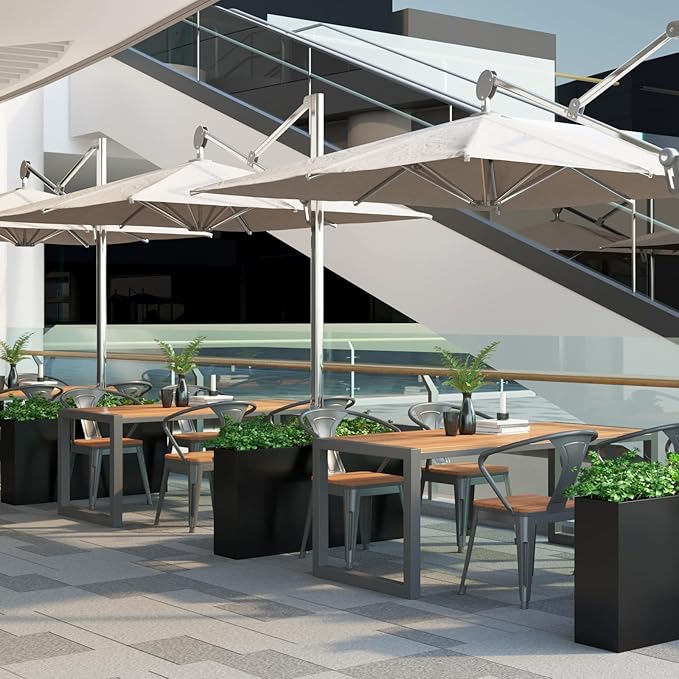 Galvanized Steel Metallic Heavy Planter for Outdoor Plants Metal Outdoor Planter Spliced Flower Box with Partitions for Outside,Indoor,Garden (Black, 30 * 12 * 24)-HomvellaHome