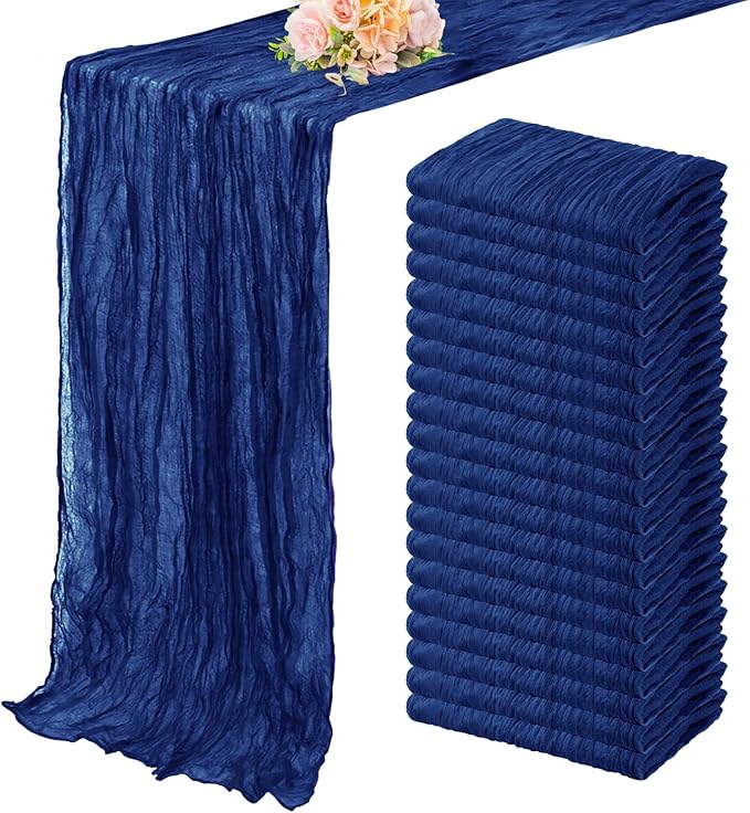10FT 20 Pack Royal Blue Cheesecloth Table Runner 20 x 120 Inch Long Rustic Gauze Cheese Cloth Table Runner for Wedding Bridal Baby Shower Table Decorations Boho Fabric Sheer Birthday Party Table Decor-HomvellaHome
