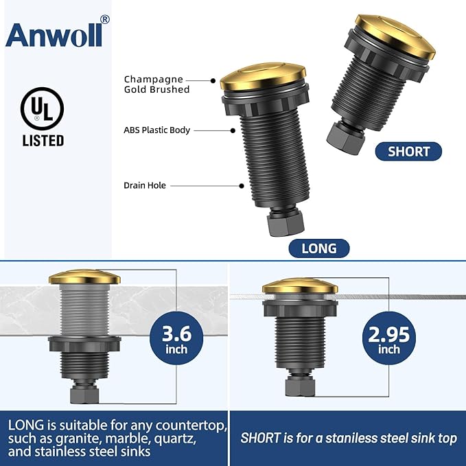 Garbage Disposal Air Switch Kit -Professional- Dual Outlet, Sink Top Waste Disposer On/Off, Garbage Disposal Button, Brass Made Cover, UL Listed-HomvellaHome