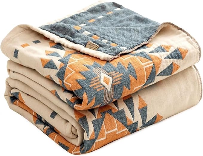100% Cotton Throw Blankets for Couch Bed Chair Sofa,Cotton Quilt Throw Woven Boho Bed Blankets,Versatile Knit Woven Super Soft Decorative Blanket for Women,80''Wx 90''L-HomvellaHome
