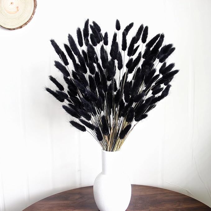 115 PCS Black Pampas Grass Bouquet, Boho Table Decor, Black Bunny Tails Dried Flowers, Dried Pampas Grass for Weddings, Home Decor, Rustic Parties, and Baby Shower Decorations-HomvellaHome