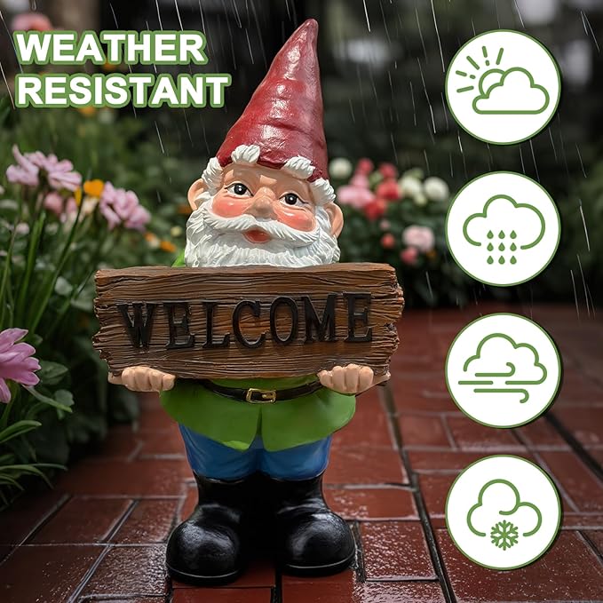 Gnome Garden Decor Statue Gnomes Decorations for Yard with Welcome Sign Outdoor Decorations for Patio Unique Garden Gifts for Women Mom Grandma-HomvellaHome