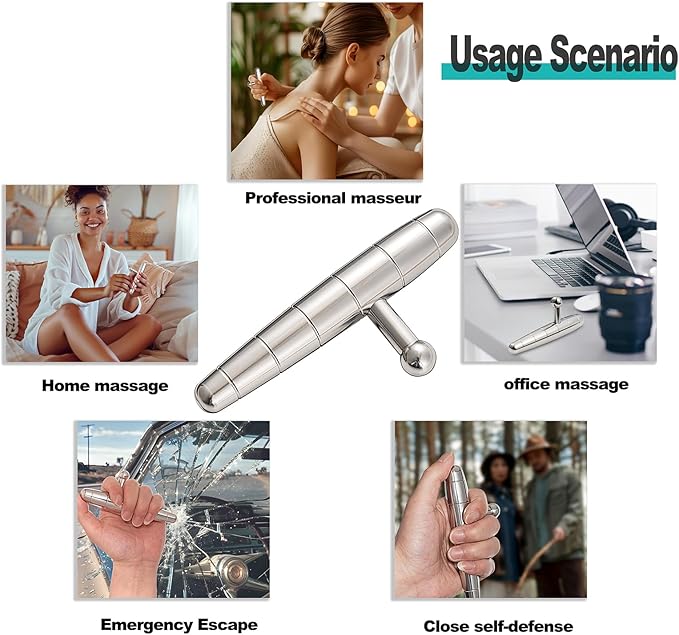 2 in 1 Trigger Points Massage Tool Stainless Steel T-Bar Deep Tissue Massage Tool for Pain Relief Full-Body Fascial Relaxation – Ideal for Shoulders, Neck, Legs, and Arms – Perfect for Sports Therapy-HomvellaHome