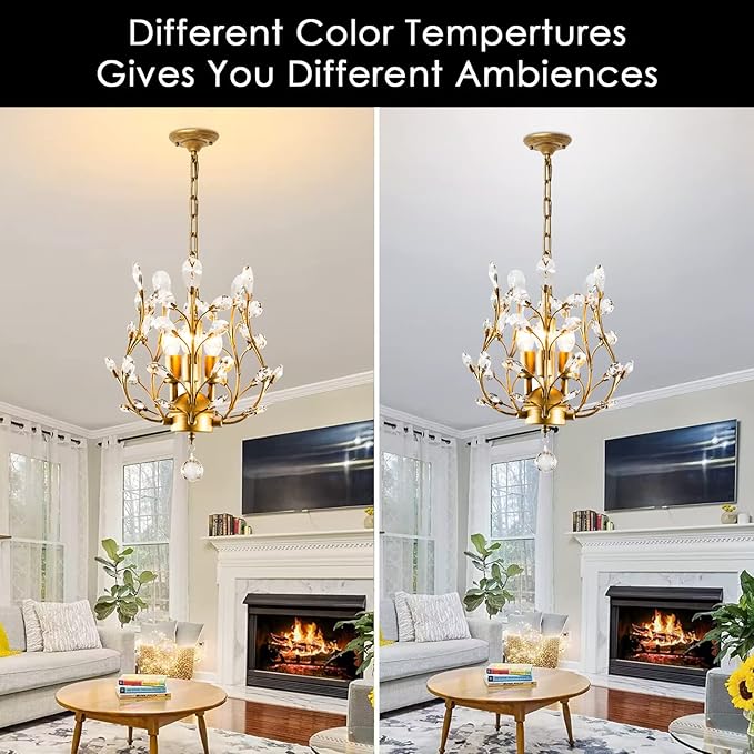 Ganeed Crystal Chandeliers,K9 Crystal Pendant Light with 3-Light Chandelier Lighting Fixtures,Ceiling Light for Living Room Bedroom Restaurant Hallway (Gold)-HomvellaHome