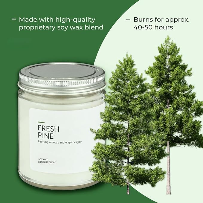 1OAK Soy Wax Candles (Fresh Pine) - Pine Candle - Soy Candles for Home Scented - Long Burning Premium - Hand-Poured (7oz.)-HomvellaHome