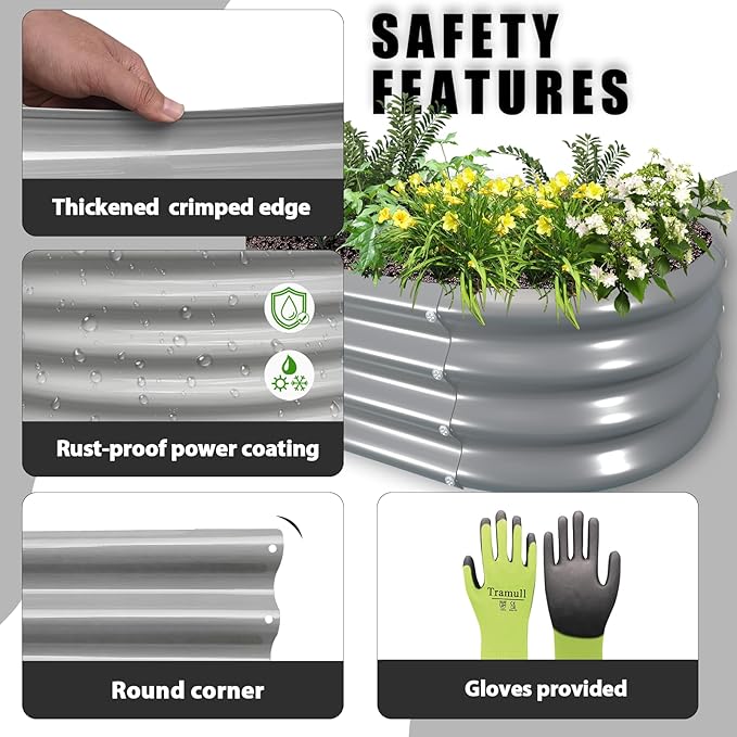 2 Pack 8x3x1FT Galvanized Raised Garden Bed Large Metal Planter Box Kit Elevated Raised Garden Planters for Outdoor Plants, Gray-HomvellaHome