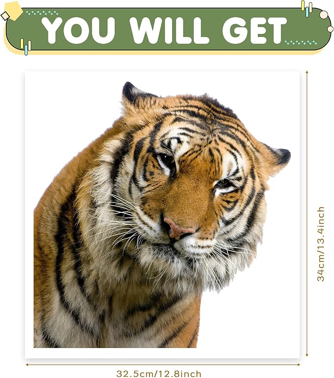 Gentle Tiger Wall Stickers & Decals - Peel & Stick, Removable Funny Tiger Window Stickers for Farmhouse Bedroom, Living Room & Shop Windows-HomvellaHome