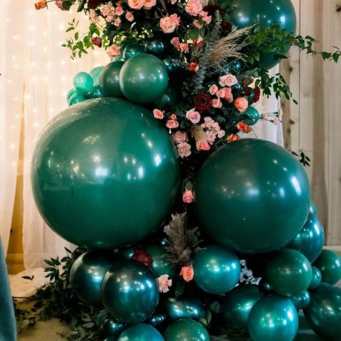 130pcs Dark Green Balloons Different Sizes 18" 12" 10" 5" Hunter Green Balloons for Birthday Dinosaur Baby Shower St. Patrick's Day Summer Jungle Forest Safari Party Decorations-HomvellaHome