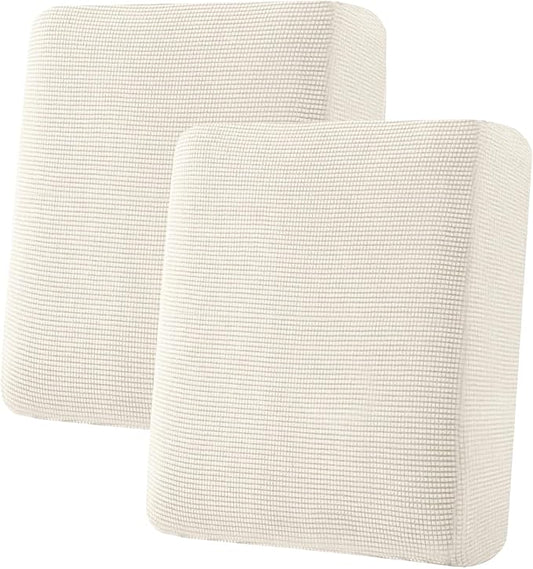 H.VERSAILTEX Super Stretch Individual Seat Cushion Covers Sofa Covers Couch Covers Slipcover Sets Thick Jacquard Textured Twill Fabric (2 Piece Medium Sofa Cushion Covers, Porcelain)-HomvellaHome