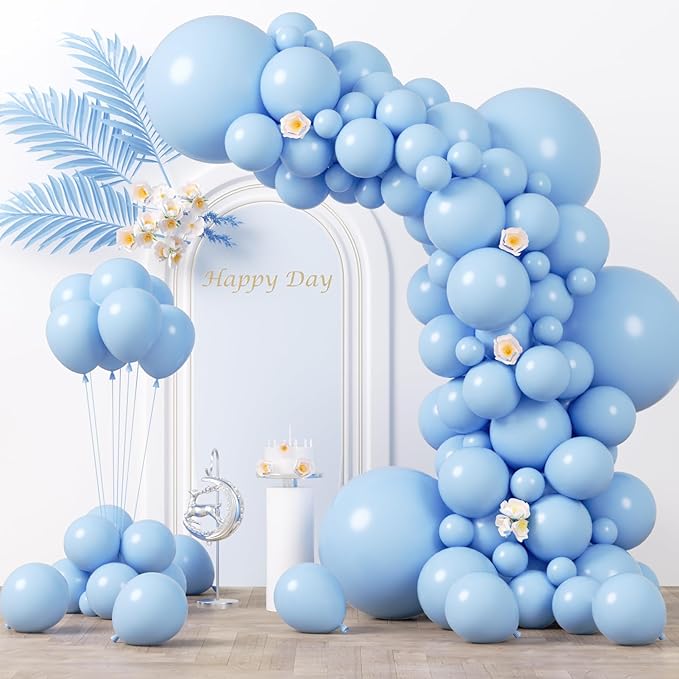 130pcs Light Blue Balloons Different Sizes 18" 12" 10" 5" Baby Blue Balloons for Boys Girls Birthday Baby Shower Gender Reveal Wedding Children's Day Decorations-HomvellaHome