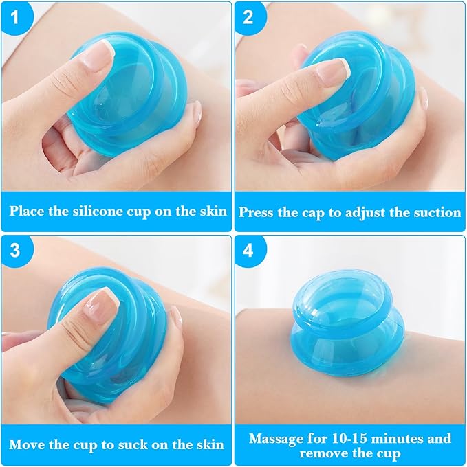 Geiserailie 16 Pcs 4 Sizes Cupping Therapy Set Silicone Cupping Massage Cups Professional Chinese Therapy Cup Vacuum for Body Muscle Nerve(Blue)-HomvellaHome