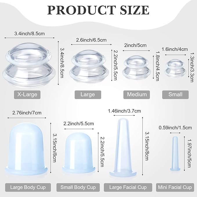 16 Pcs Silicone Cupping Therapy Set Anti Cellulite Cup Vacuum Suction Massage Cup Silicone Cupping Therapy Set for Cellulite Reduction Myofascial Release Massage Therapist Home Use (Clear)-HomvellaHome
