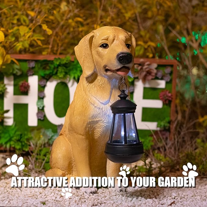 Garden Dog Statues Outdoor Decor, Solar Lights Outdoor Statue Outdoor Decorations Solar Dog Ornaments for Patio, Lawn, Yard Art Decoration, Housewarming Garden Gift-HomvellaHome
