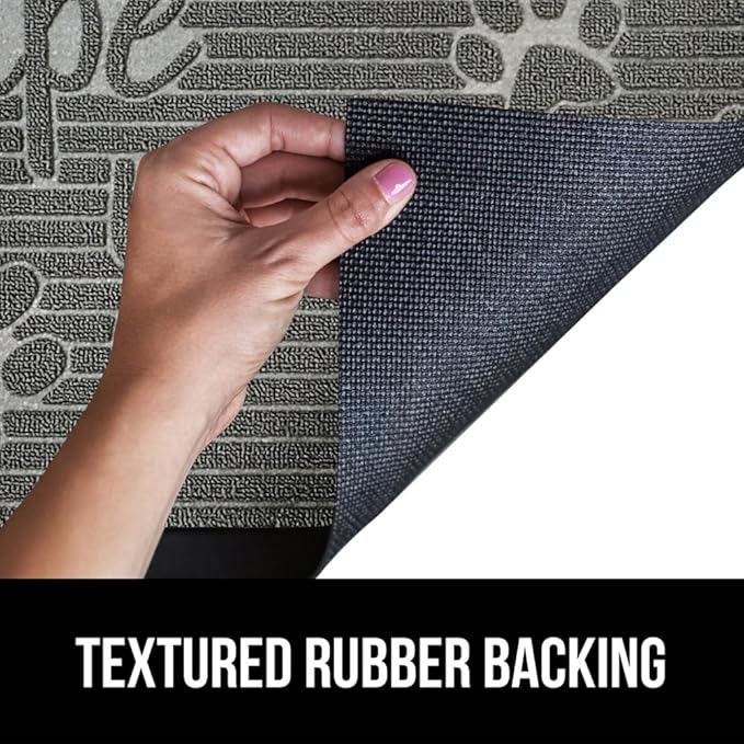 GORILLA GRIP 100% Waterproof All-Season WeatherMax Doormat 35x23, US Designed Natural Rubber, Stain and Fade Resistant, Low Profile Indoor Outdoor Door Mats, Easy Clean Patio Mat, Stone Paws-HomvellaHome