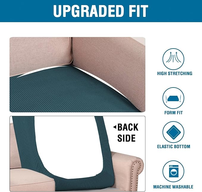 H.VERSAILTEX Super Stretch Individual Chaise Cover Sectional Couch Covers for L Shaped Sofa Both Left/Right Featuring Thick Jacquard Textured Twill Fabric (1 Piece Chaise Cover, Deep Teal)-HomvellaHome