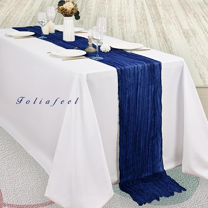 10FT 6 Pack Royal Blue Cheesecloth Table Runner 20 x 120 Inch Long Rustic Gauze Cheese Cloth Table Runner for Wedding Bridal Baby Shower Table Decorations Boho Fabric Sheer Birthday Party Table Decor-HomvellaHome