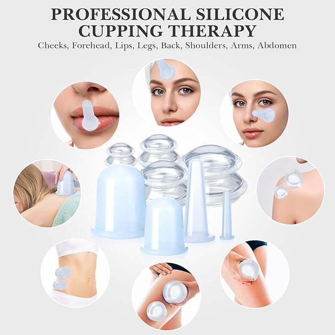 16 Pcs Silicone Cupping Therapy Set Anti Cellulite Cup Vacuum Suction Massage Cup Silicone Cupping Therapy Set for Cellulite Reduction Myofascial Release Massage Therapist Home Use (Clear)-HomvellaHome